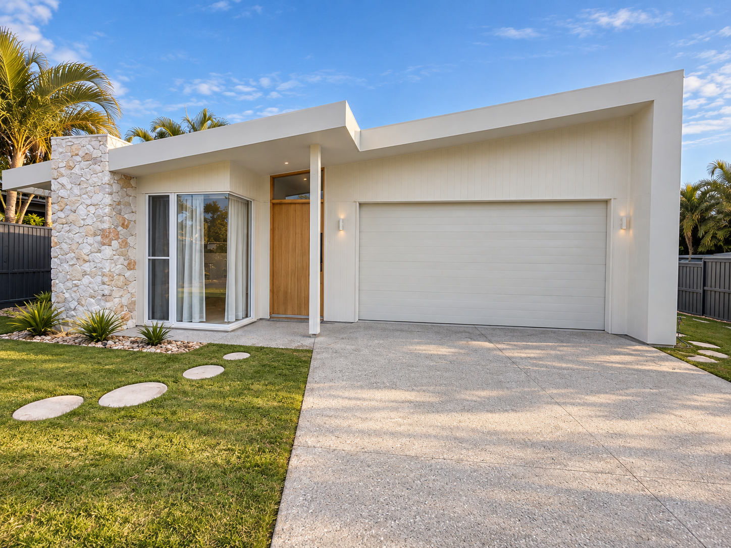 The completed Sunrise Beach rebuild, seen from the driveway in daylight